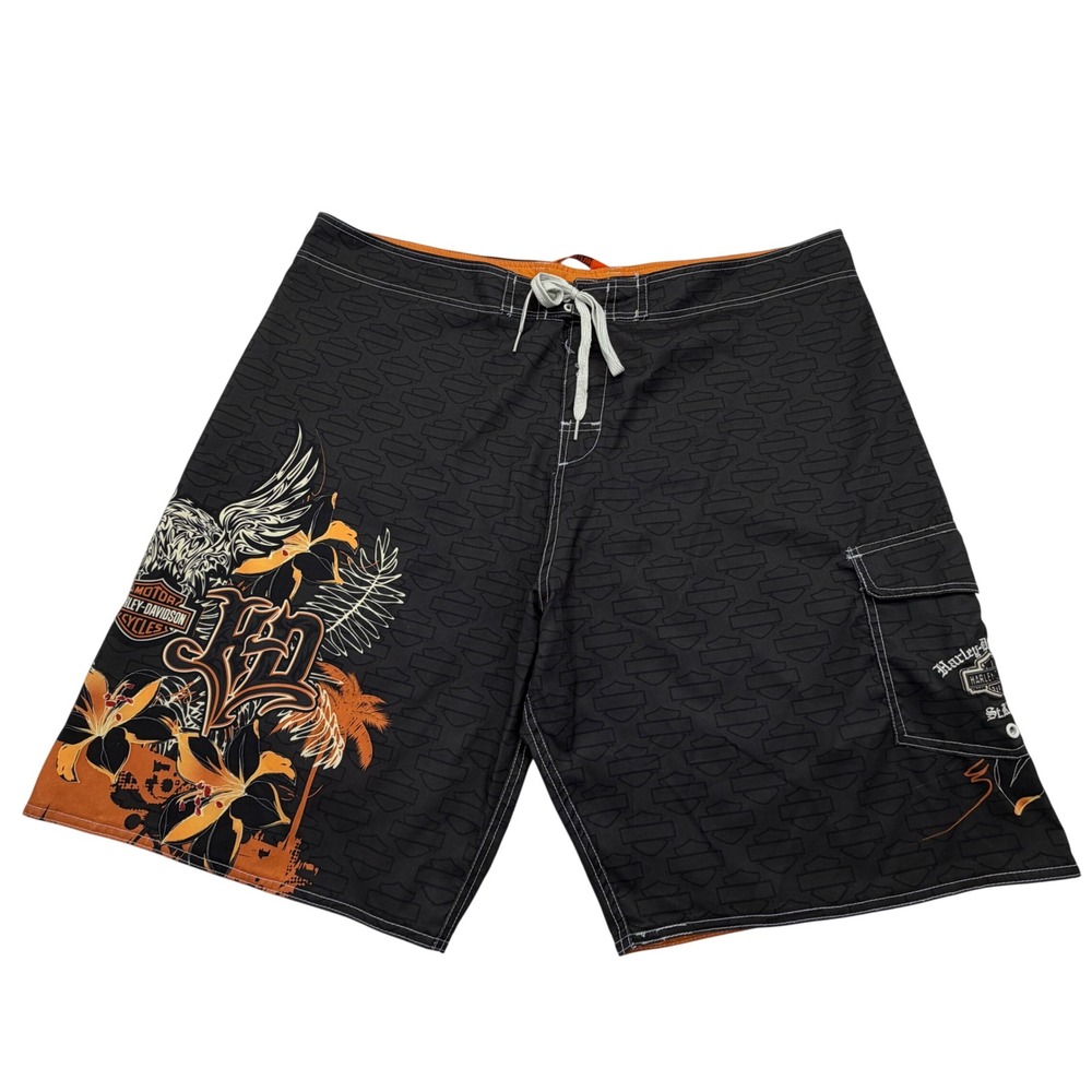 Harley-Davidson Board Shorts Mens 44 St. Kitts Eagle Tropical Swim Trunks